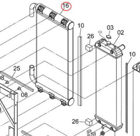 Radiator XB00001938 para sa Hitachi Excavator ZX200-5G ZX200LC-5G ZX210H-5G ZX210K-5G ZX210LCH-5G ZX210LCK-5G