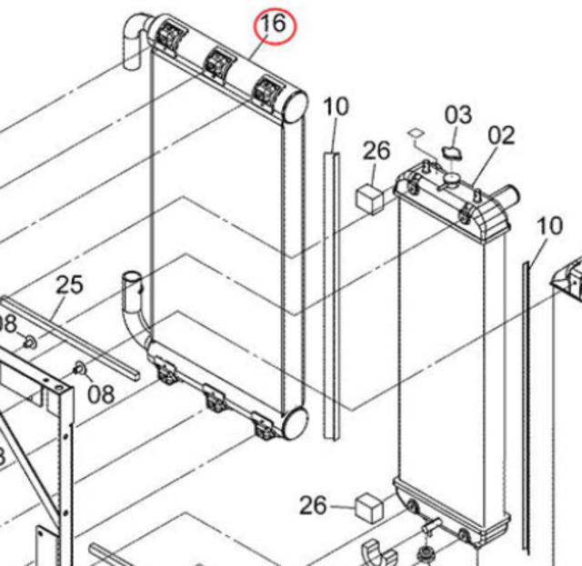 Radiator XB00001938 for Hitachi gravemaskin ZX200-5G ZX200LC-5G ZX210H-5G ZX210K-5G ZX210LCH-5G ZX210LCK-5G