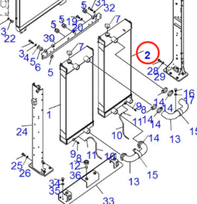 Sopii Komatsu Excavator PC600-8 PC650LC-8E0 PC700LC-8E0 PC700LC-8R Hydraulijäähdytin 21M-03-21120