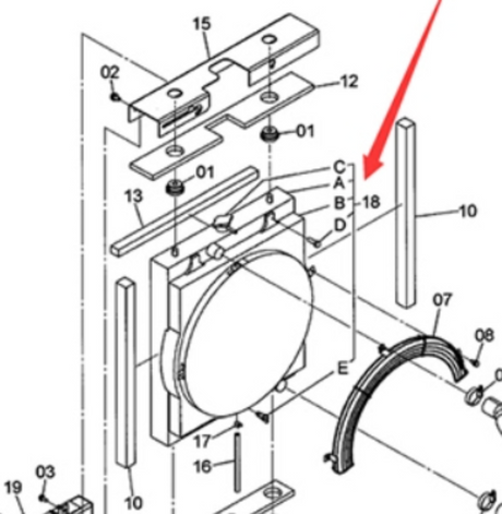 Para excavadora Hitachi ZX60-HCMC ZX70 ZX70-HHE ZX80LCK ZX80SB-HCME Conjunto de núcleo de radiador hidráulico 4479181