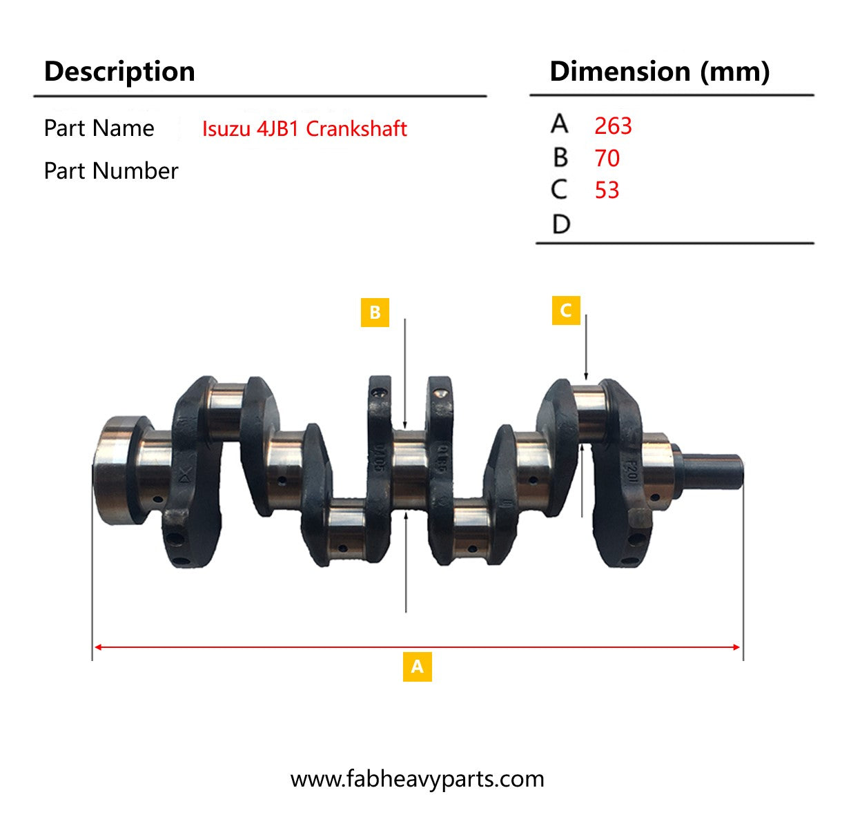 Crankshaft 892190927 for Isuzu Engine 4JB1