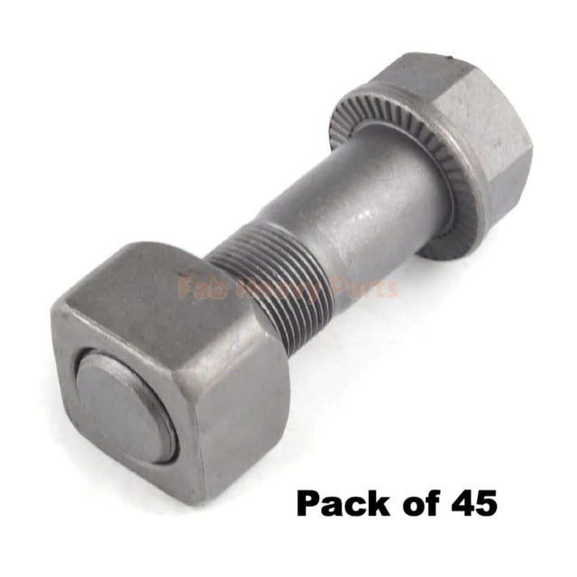 M24*75mm Track Shoe Bolt Chain Bolt with Nuts for Volvo CAT Fits Case Kobelco Fits Komatsu Hitachi Doosan JD Excavator Loader- Pack of 45