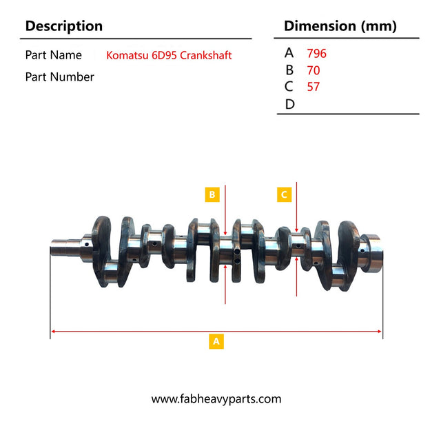 Vilebrequin 6207-31-1100 pour moteur Komatsu 6D95, acier forgé