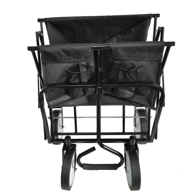 Portable Folding Wagon Garden Outdoor Park Shopping Beach Cart 150 lbs Capacity-Black