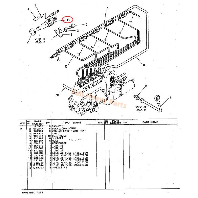 6 PCS Fuel Injector 128-3293 for Caterpillar CAT Engine 3046 Excavator 315 315B Tractor D5G Loader 939C - Fab Heavy Parts