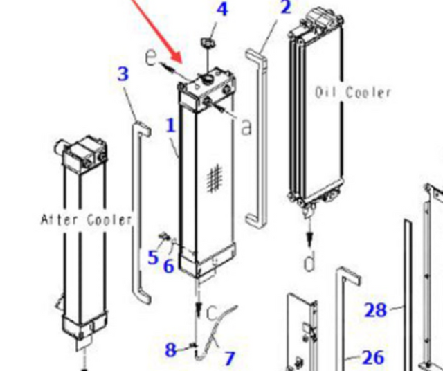 Hydraulisk radiatorkjerneenhet 203-03-71111 Passer til Komatsu PC220-7 PC220LC-7