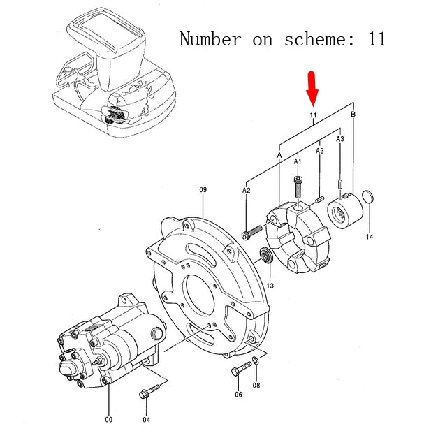 Compatible avec l'excavatrice Hitachi EX22-2 EX30UR-2C EX33U EX40UR-2C HX99B, ensemble d'accouplement de pompe 4389217