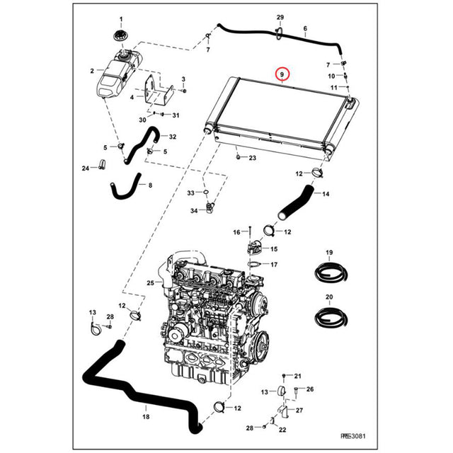 Radiator 6684367 Angkop para sa Bobcat Skid Steer S220 S250 S300 S330 Wheel Steer A300 Track Loader T250 T300 T320